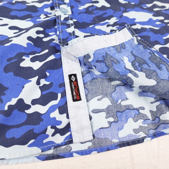 Enyce A Sean Combs Co. Blue Camo Shirt Men's Large Collared Button Up - Picture 6 of 11